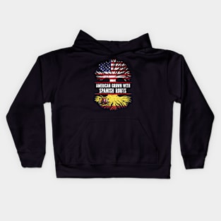 American Grown with Spanish Roots USA Flag Kids Hoodie